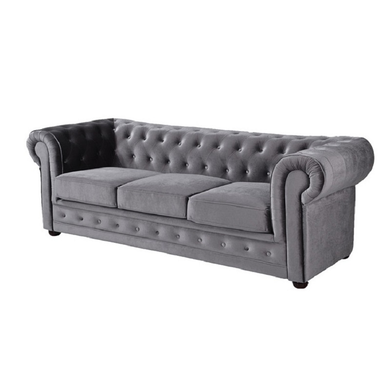 Grey Fabric Chesterfield Sofa